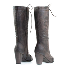Women's Fashion Military Combat Boots w Chunky Block Heel, Faux Wood