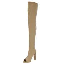 Cape Robbin CONNIE-1 Womens Lycra Over the Knee Thigh High Peep Toe Boots
