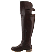 NATURE BREEZE FE58 Women's Buckle Strap Ribbed Over The Knee Riding Boots