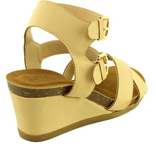 Refresh Footwear Women's Double Buckle Strappy Crisscross Wedge Sandal