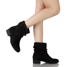 Soda Energy Women's Slouchy Pull On Low Block Heel Ankle Booties