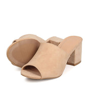 Women Faux Suede Chunky Heel Mule - Casual, Everyday, Dressy - Peep Toe Pump - GC40 By Wild Diva