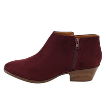 Soda Women's Round Toe Faux Suede Stacked Heel Western Ankle Bootie