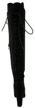Top Moda Women's Over the Knee Drawstring Back Lace Stacked Block Heel Boot