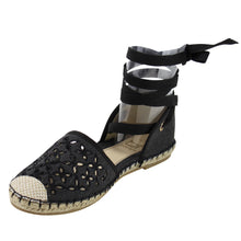 Betani Womens Canvas D'orsay Espadrille Casual Music Festival Everday Ankle Wrap Flat Sandals