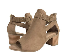 City Classified Women's Cutout Side Strap Mid Black Chunky Heel Fashion Ankle Bootie Boots