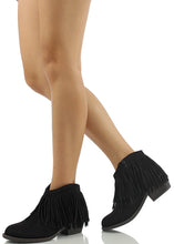 Soda Women's Jervis Faux Suede Double Fringe Moccasin Ankle Boots, British Tan, 5.5 M US