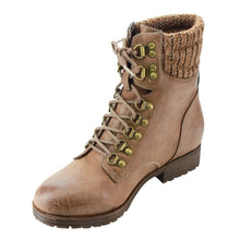 Refresh AD21 Women's Lace Up Sweater Collar Ankle Combat Booties