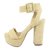 Delicious Women's Open Toe Thick Wide Strap Ankle Strap Block Heel Sandal