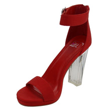 CARGO! Women's Sexy Ankle Strap Block Chunky Clear Perspex Heel Sandals