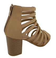 Top Moda Women's Cutout Zip Back Stacked Chunky Heel Sandal