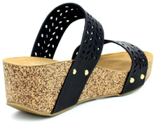 Refresh Footwear Women's Slip On Laser Cut Platform Sandal