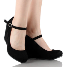 Bella Marie Denise-1 Women's round toe wedge heel mary jane squeaky strap suede shoes