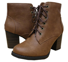 Cambridge Select Women's Zipper Lace Up Chunky Heel Ankle Bootie