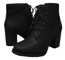 Cambridge Select Women's Zipper Lace Up Chunky Heel Ankle Bootie