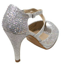 Bella Marie Shania-1 Women's peep toe rhinestone glitter crossing strap dance sandals
