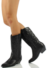 Soda Women's Reno Western Cowboy Pointed Toe Knee High Pull On Tabs Boots