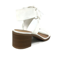 City Classified Women's Dress Sandal Chunky Heel Over Toe & Ankle Wrap Tie Front Strap
