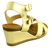 Refresh Footwear Women's Double Buckle Strappy Crisscross Wedge Sandal