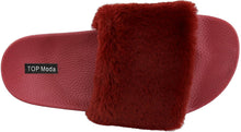 Top Moda Women's Faux Marabou Fur Slide Flip Flop Sandal
