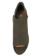 Soda Women's Open Toe Perforated Stacked Block Heel Ankle Bootie