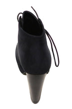 Bella Marie Goldie-21 Women's almond toe platform lace up chunky heel ankle high suede booties