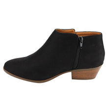 Soda Women's Round Toe Faux Suede Stacked Heel Western Ankle Bootie