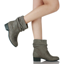 Soda Energy Women's Slouchy Pull On Low Block Heel Ankle Booties