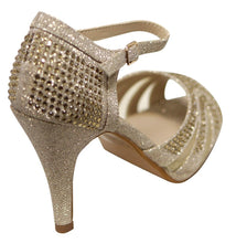 Bella Marie Shania-26 Women's peep toe rhinestone glitter strappy mesh dance sandals