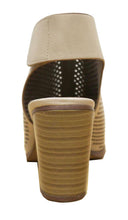 Cambridge Select Women's Laser Cut Slingback Stacked Heel Pump Bootie