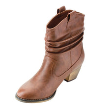Refresh AD43 Women's Western Cowgirl Pull On Block Heel Slouchy Ankle Booties