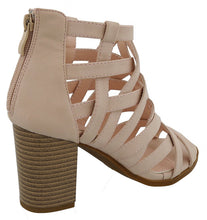 Top Moda Women's Laser Cutout Open Toe Chunky Stacked Heel Ankle Bootie