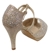 Bella Marie Shania-1 Women's peep toe rhinestone glitter crossing strap dance sandals