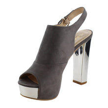 Reneeze AF75 Women's Platform Slingback Ankle Strap Metallic Block Heels