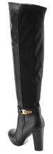 Refresh Footwear Women's Over the Knee Buckle Chunky Stacked Heel Dress Boot