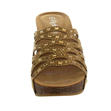 Refresh IF01 Women's Cutout Stud Rhinestone Slide In Wedge Sandal