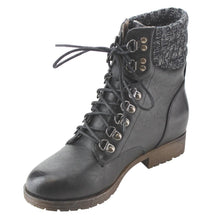 Refresh AD21 Women's Lace Up Sweater Collar Ankle Combat Booties