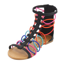 Women's Ankle High Elastic Gladiator Sandals Elastic Straps Flats