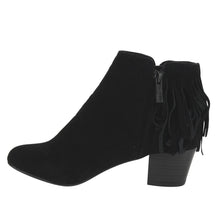 Breckelles GK88 Women Faux Suede Fringe Chunky Heel Ankle Boot