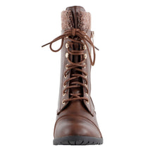 Forever Link Womens Mango-31 Round Toe Military Lace Up