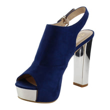 Reneeze AF75 Women's Platform Slingback Ankle Strap Metallic Block Heels