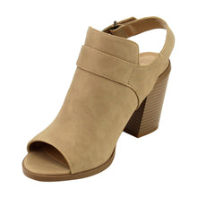 Soda Women's Slingback Stacked Chunky Heel Peep Toe Bootie