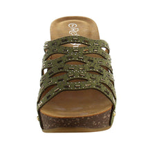 Refresh IF01 Women's Cutout Stud Rhinestone Slide In Wedge Sandal