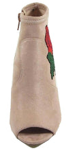 Delicious Women's Embroidered Rose Floral Lucite Clear Heel Peep Toe Bootie