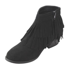 Refresh AD41 Women's Fringe Side Zipper Block Heel Ankle Booties