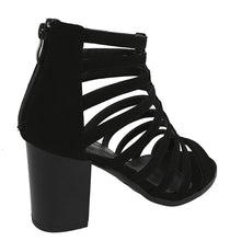 Top Moda Women's Cutout Zip Back Stacked Chunky Heel Sandal
