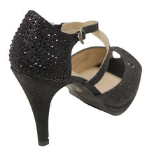 Bella Marie Shania-1 Women's peep toe rhinestone glitter crossing strap dance sandals
