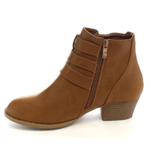 Top Moda Cl-14 Women's Buckle Straps Stacked Low Heel Ankle Booties