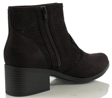 City Classified Women's Weezie Perforated Faux Suede Cowboy Low Stacked Heel Ankle Booties