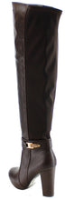 Refresh Footwear Women's Over the Knee Buckle Chunky Stacked Heel Dress Boot